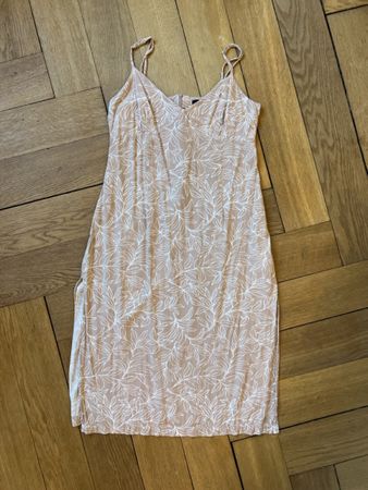 Sommerkleid nunui beige mit Blattmuster Grösse 10