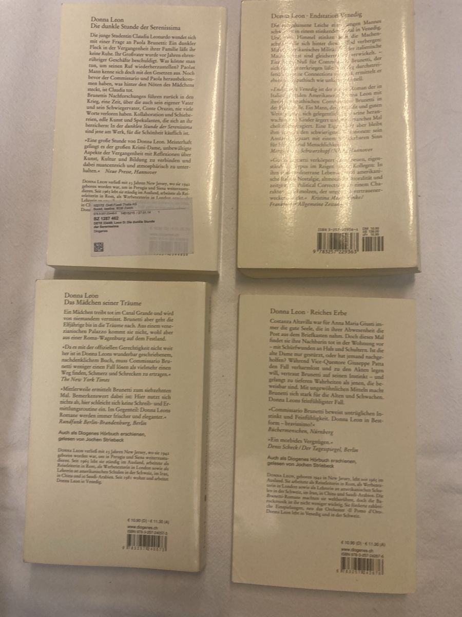 Libri: Donna Leon Commissario Brunetti - 4 Krimis – Usato da Winterthur venduto da silen 1