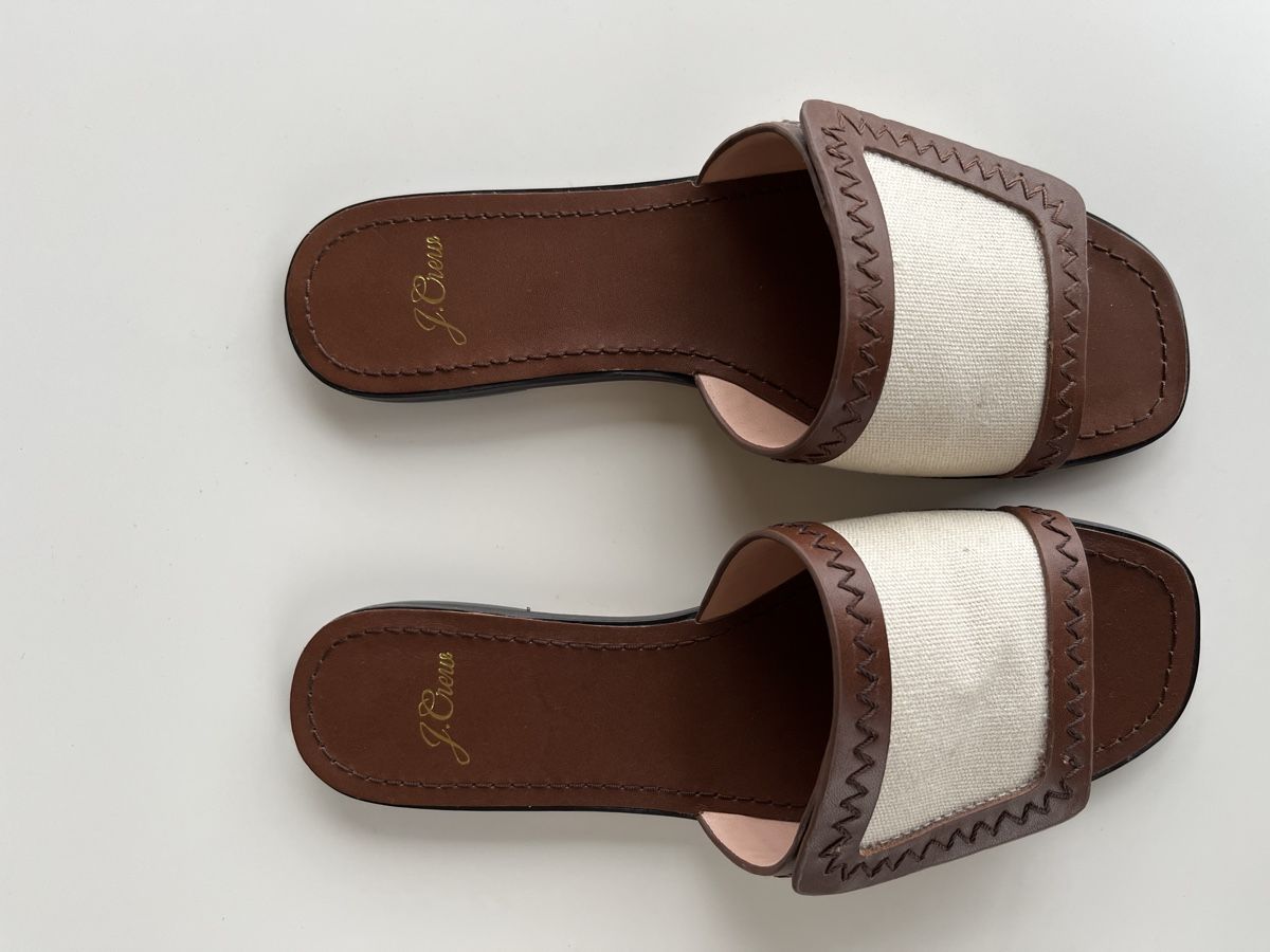 J.Crew Damenschuhe: J.Crew Framed Canvas Flat Sandalen Gr. 37,5 – Neu (gemäss Beschreibung) aus Olten von hahnice99 2
