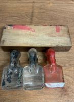 Alte Tintenfässli / Stempelhalter aus Holz, 3 Stk.