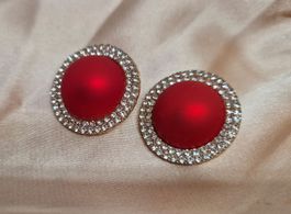 Schmuck rote Ohrringe rund