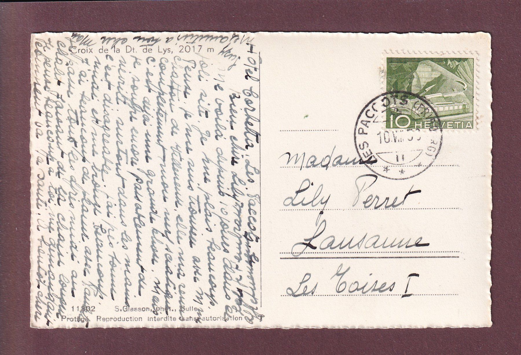 Cartes postales: Croix de la DENT DE LYS - 1958 – D'occasion à Pully par nicecards 1