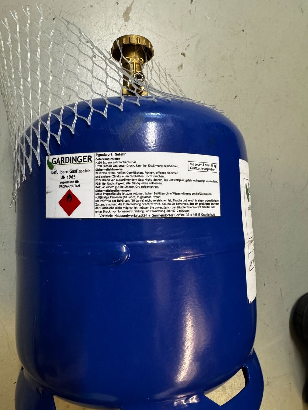 Apparecchiature e tecnologia a gas: Gardinger befüllbare Gasflasche 2.5kg – Usato da Uhwiesen venduto da sepp357 1