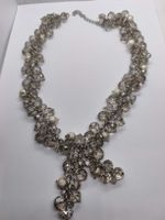 Halskette mit Glasperlen und silberfarbener Kette ca. 55 cm