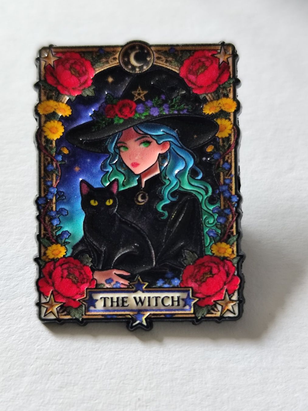 Placchette & Badge: Pin: Tarot "The Witch" ca. 3.5 cm / Bunt mit Katze! – Nuovo e nell'imballaggio originale da Bettingen venduto da hamau2012
