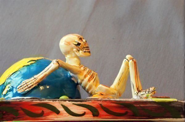 Wunderbare Mexikanische Skelett-Kachel: Die Welt am Ende 5