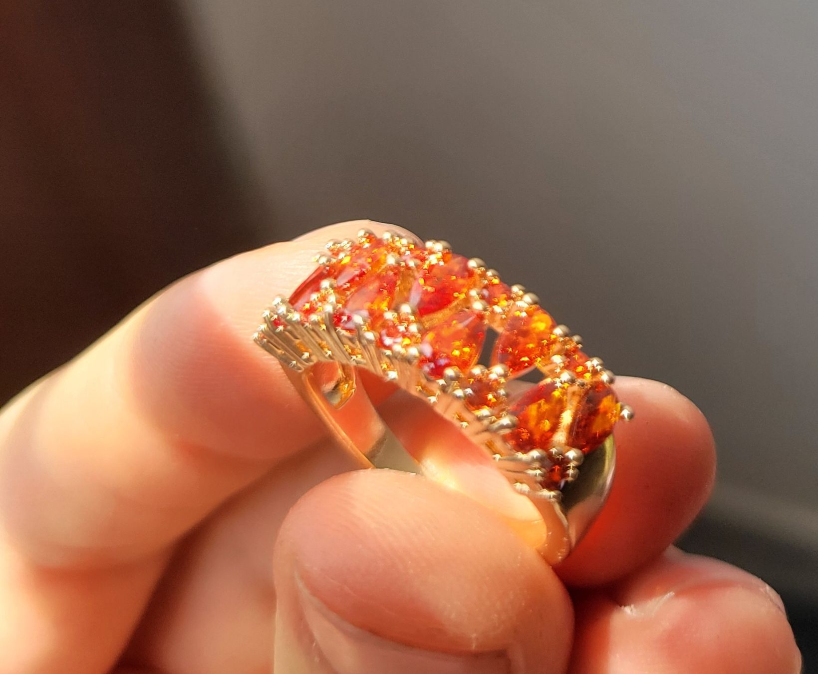 Ringe: Bague élégante dorée avec pierres oranges - Taille 54 – Neu (gemäss Beschreibung) aus Bernex von Dariafr 4