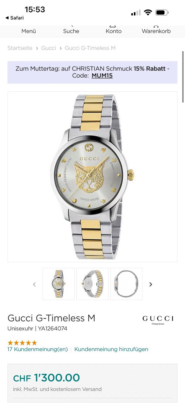 Gucci Orologi: Gucci Uhr  Neu und originalverpackt – Nuovo e nell'imballaggio originale da Grossdietwil venduto da RSW032 6