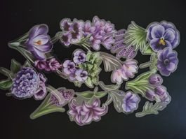 Lot d' autocollants fleurs violettes état neuf