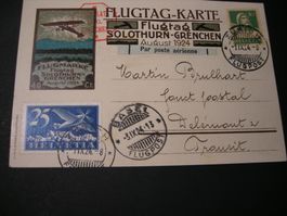 1.IX.24., FLUGTAG - KARTE SOLOTHURN NACH DELEMONT, TRANSIT
