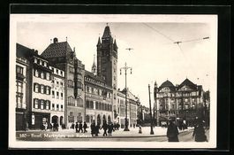 AK Basel, Marktplatz mit Rathaus