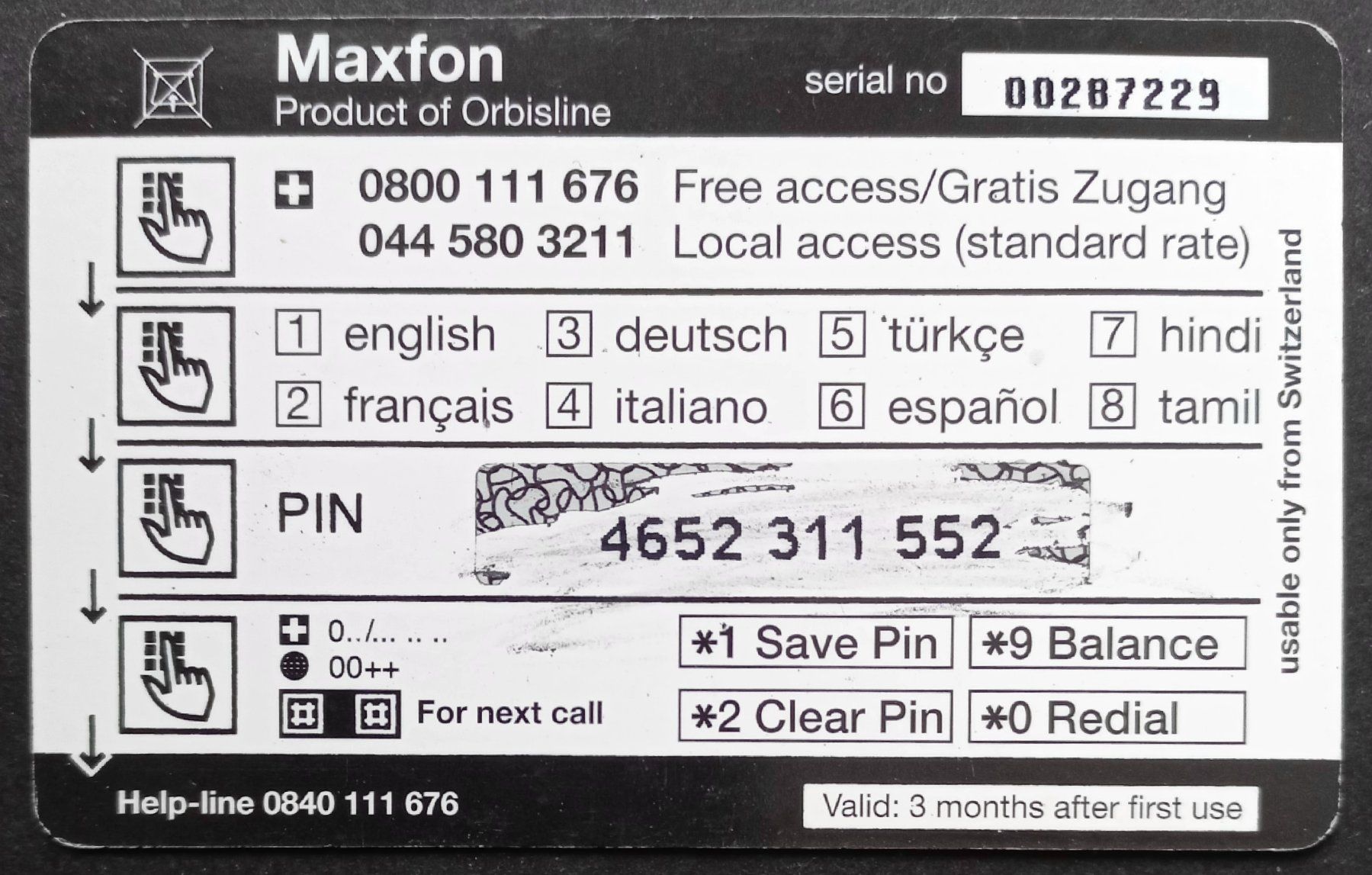 Schede telefoniche: Taxcard Phonecard - Orbisline - CH – Usato da Niederuzwil venduto da lubimaja 1