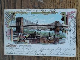 Litho PK / New York - Brooklyn Bridge Gelaufen 1905