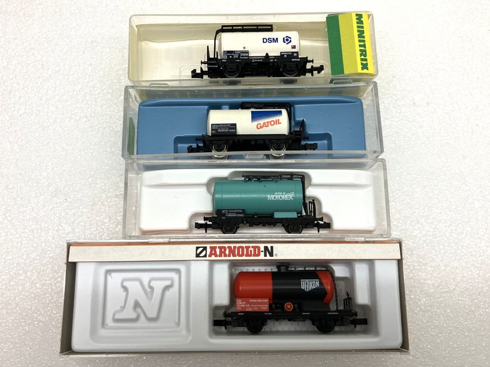 SBB/CFF/FFS Modelleisenbahnen: N= 3x Kesselwagen SBB Uetikon Motorex GATOIL - 1x NS DSM – Neu (gemäss Beschreibung) aus Thun von retoolinoo