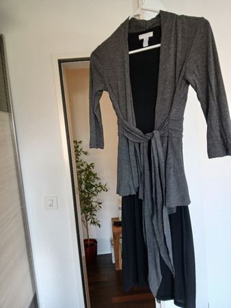 Charter Club Petite Gray Cardigan w/ Black Dress PP