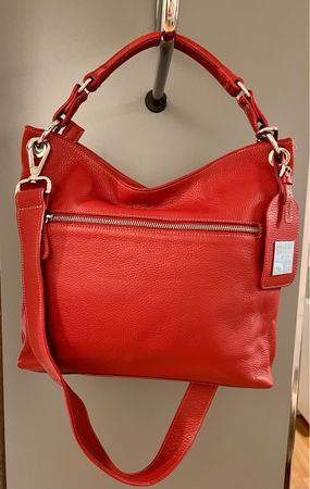 Ledertasche (Marke 0714.ch), rot, Modell Claudia