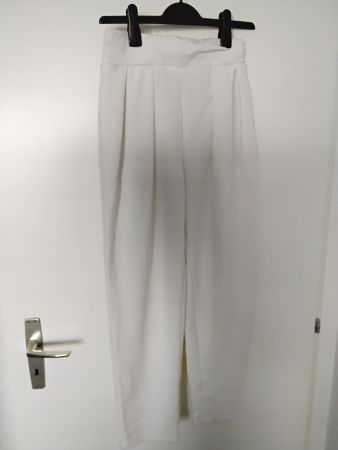 Pantalon blanc taille haute fluide Oysho