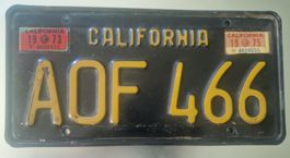 USA  Autonummernschild California1973/1975,