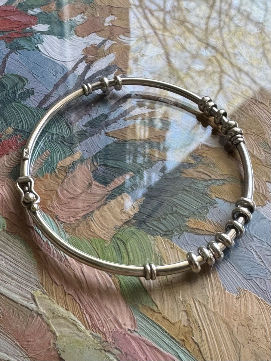 Bracciali & Braccialetti: Silver Bangle Bracelet with Unique Bead Detail, 950 Silver – Nuovo (secondo la descrizione) da Zürich venduto da olalinda 1