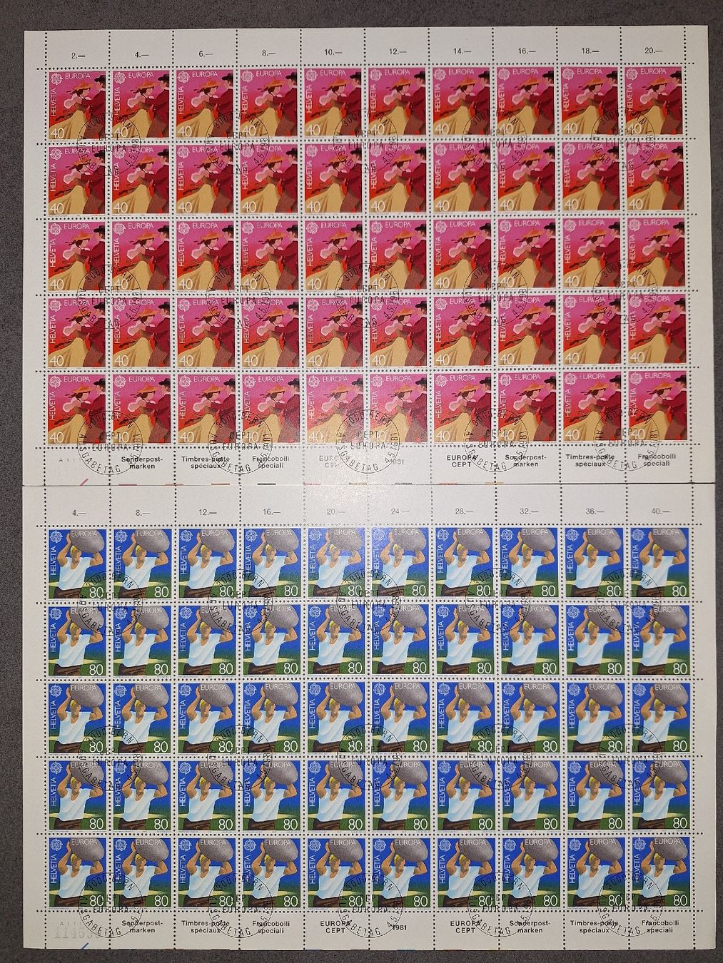 Alle Briefmarken: 1981 Europa 50er Bögen – Gebraucht aus Balgach von SIMEON27
