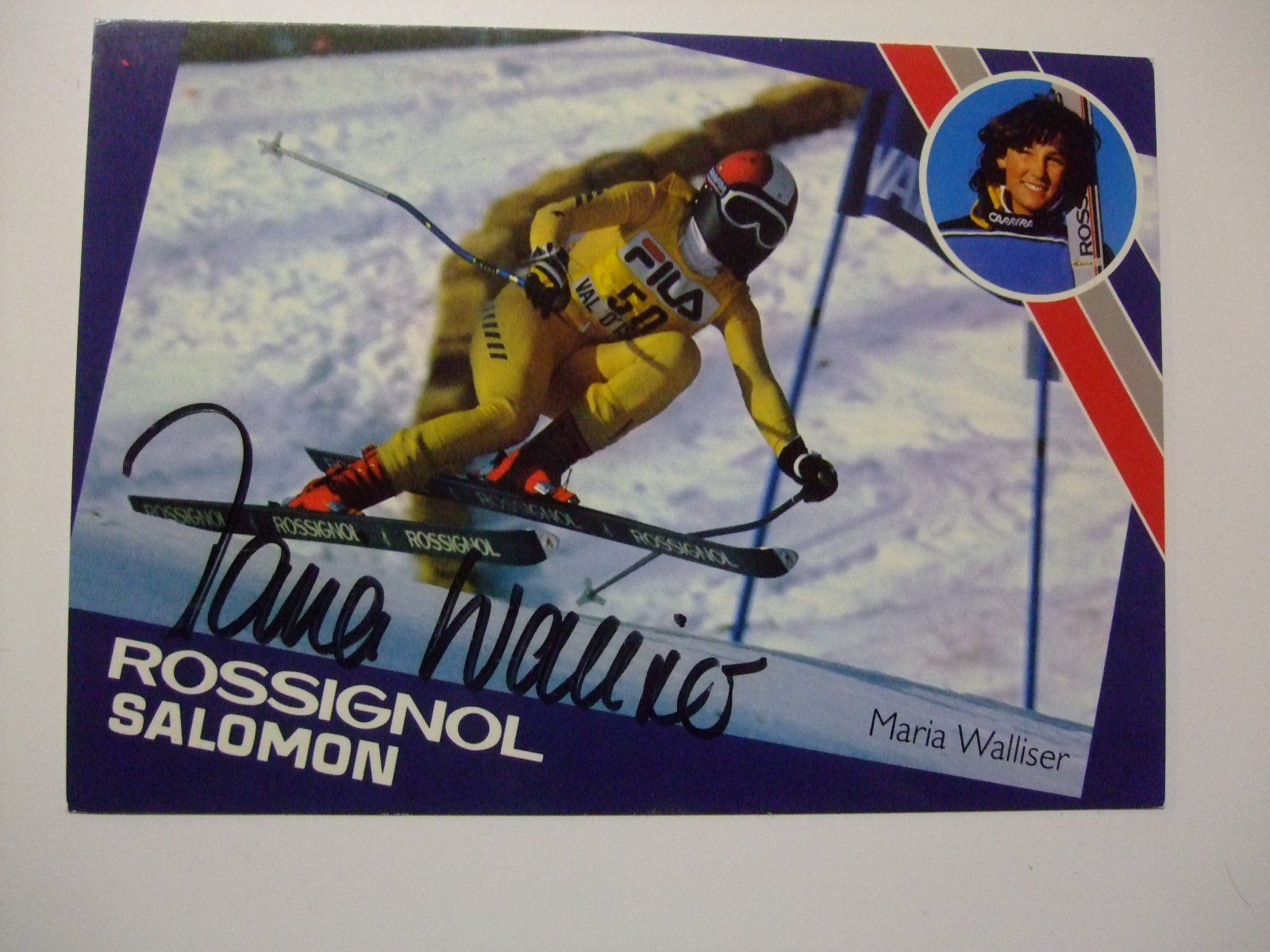 Autografi: MARIA WALLISER (CH) SKISTAR AUTOGRAMMKARTE – Usato da Schachen b. Reute venduto da Dzestar