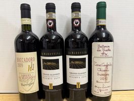 4 Fl. italienische Rotweine 1x Barbera, 3x Chianti Classico