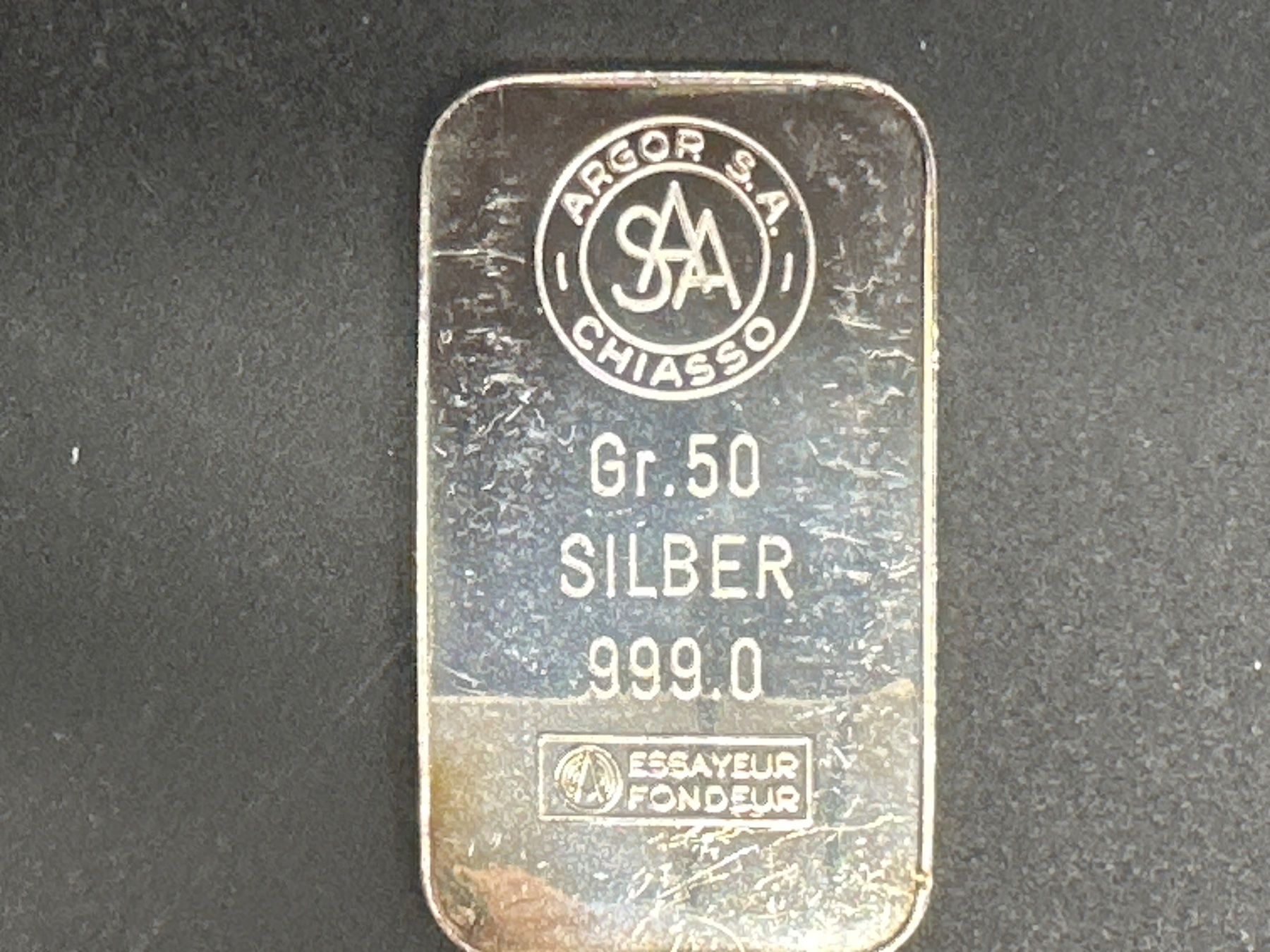 Metalli preziosi: 50g Silberbarren ARGOR S.A. – Usato da Herisau venduto da herau