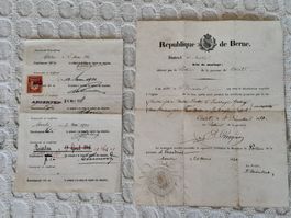 Acte de mariage - Heiratsurkunde 1850 /Certificat de famille
