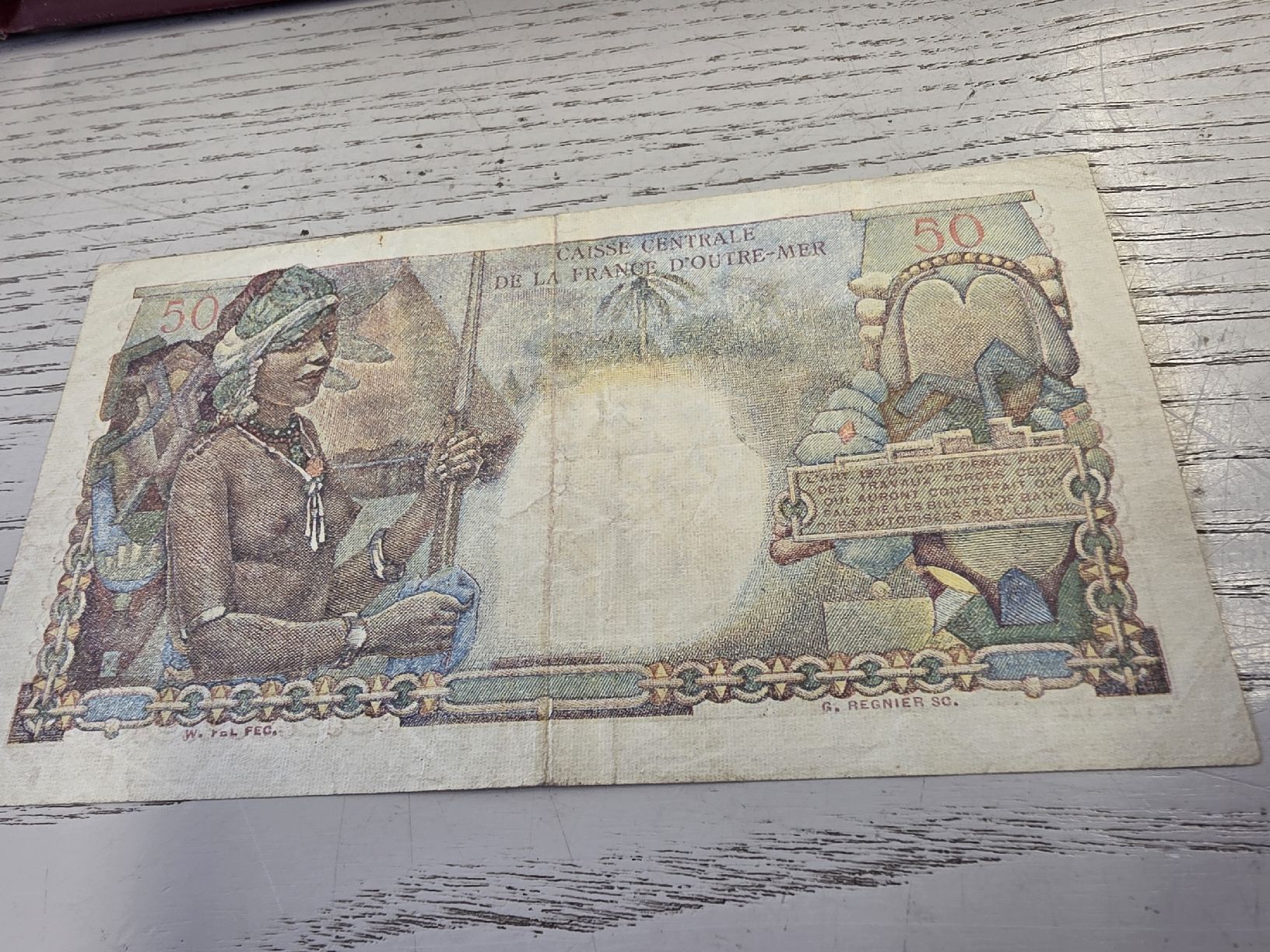 Banknoten: Banknote 50 Francs Caisse Centrale gebraucht – Gebraucht aus Herisau von Antiques.AR 1