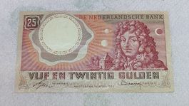 Niederlande 25 Gulden 1955, historische Banknote (L12)