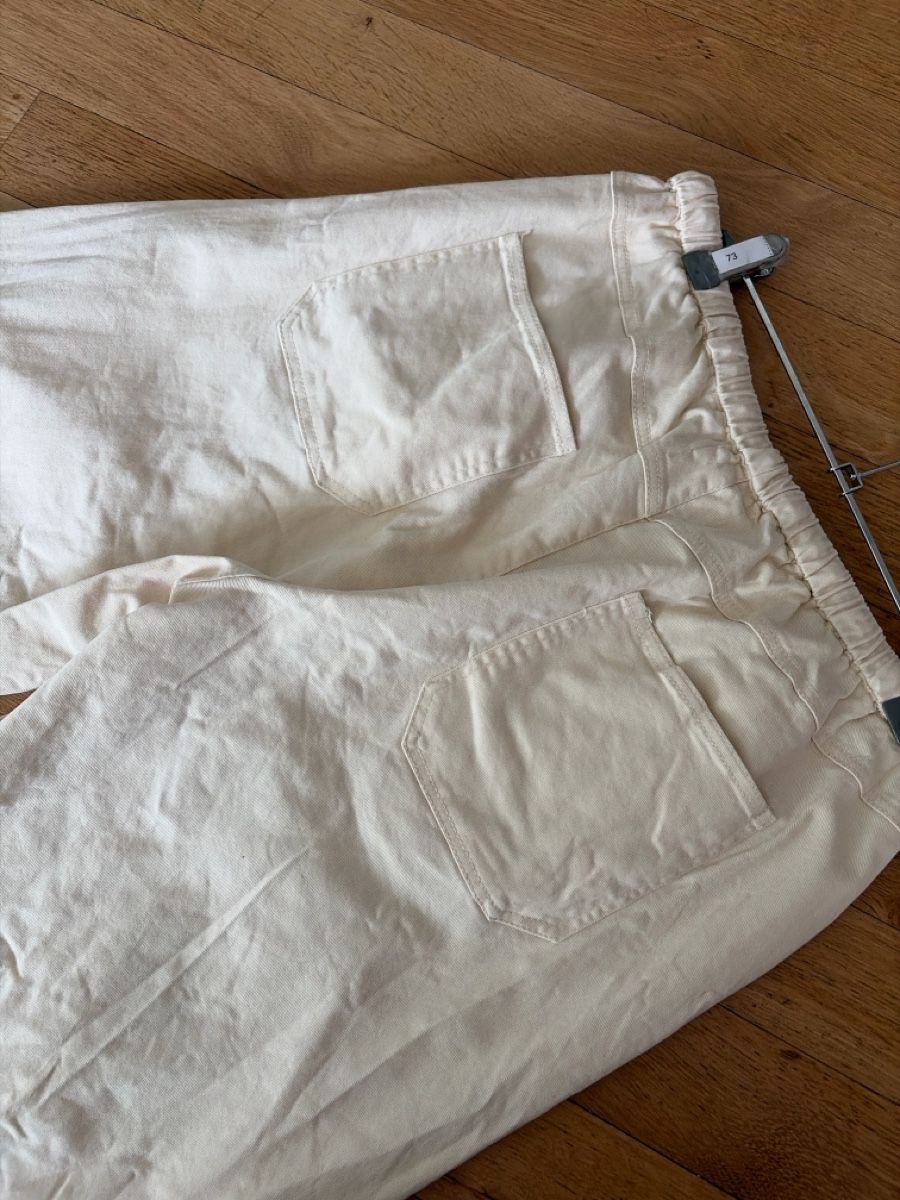 Pantaloni: Pantalon large 100% coton, beige clair, taille élastique S/M – Nuovo (secondo la descrizione) da Martigny venduto da O96 2