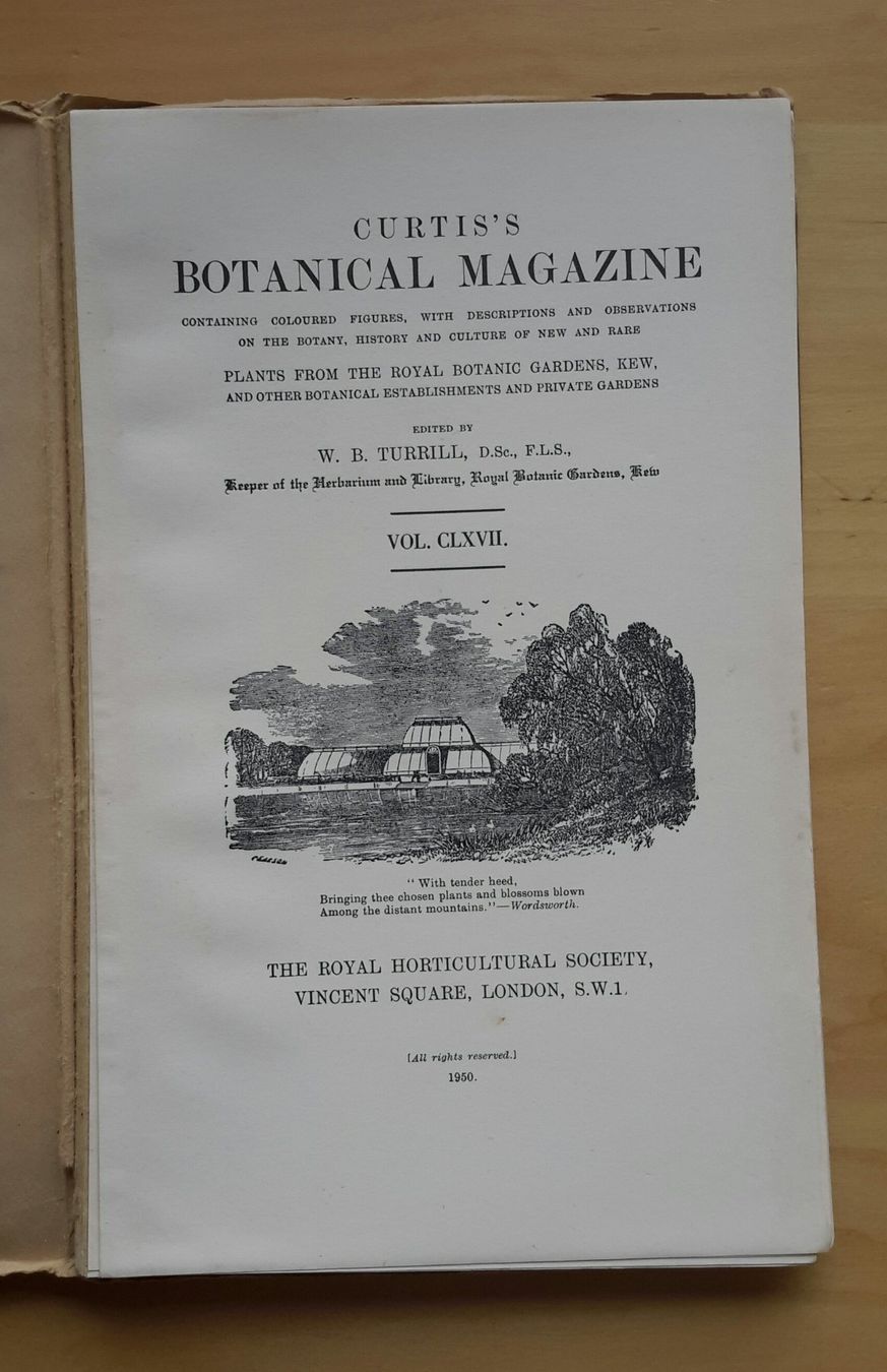 Libri: Curtis's  "Botanical Magazine" , Vol. 167 , 1950 . – Nuovo (secondo la descrizione) da Burgdorf venduto da Olli.34 8