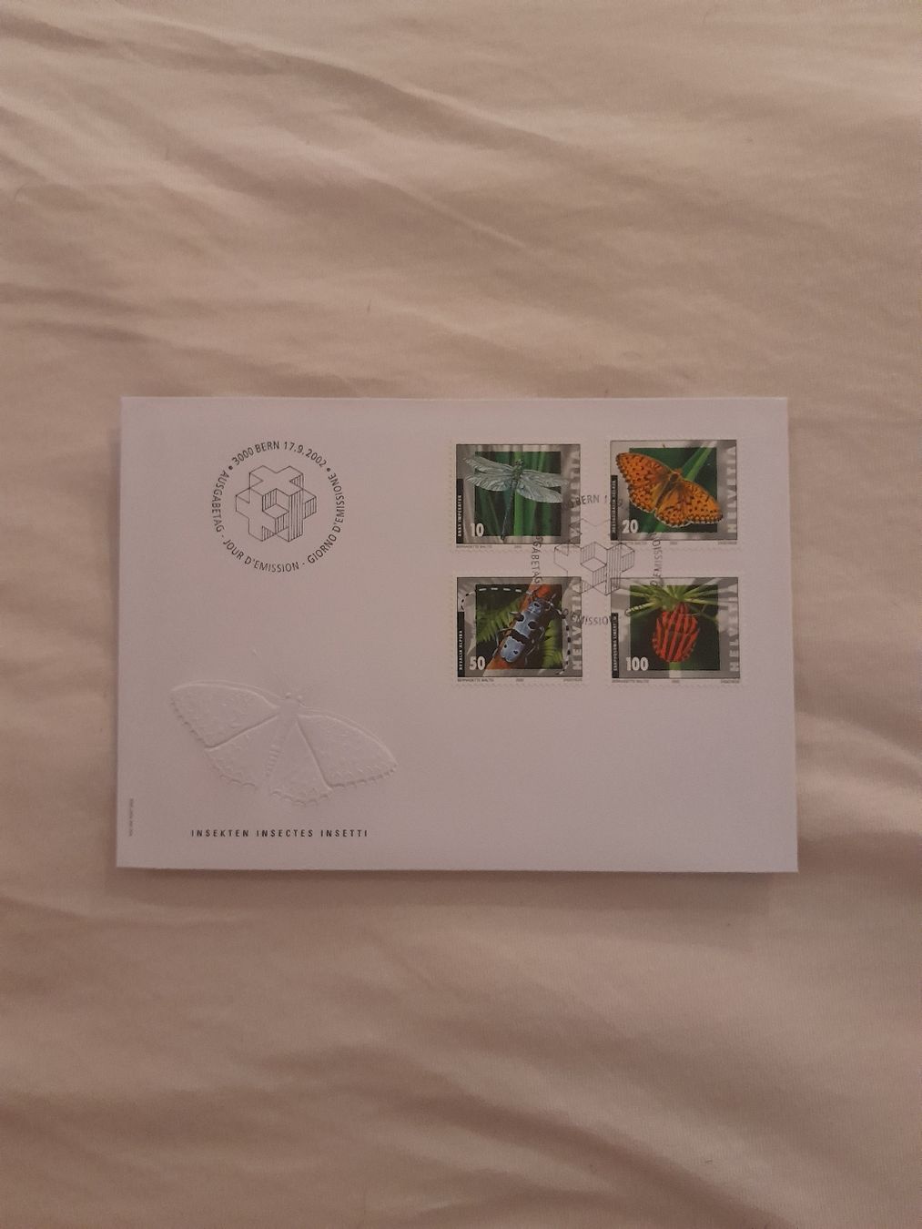 Alle Briefmarken: Bloc souvenir spécial insectes, 2002, SO Bern, parfait ! – Gebraucht aus Marly von globetrotter1723
