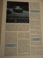 Prospekt Testbericht Fiat 2000 1977