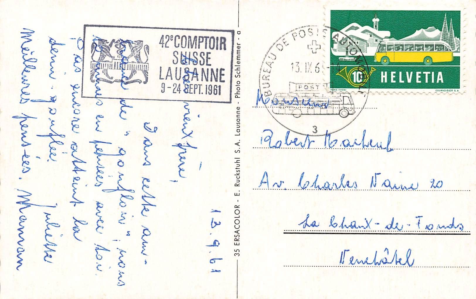 Cartoline postali: Lausanne Comptoir Suisse (VD) – Usato da Biasca venduto da Blenio71 1