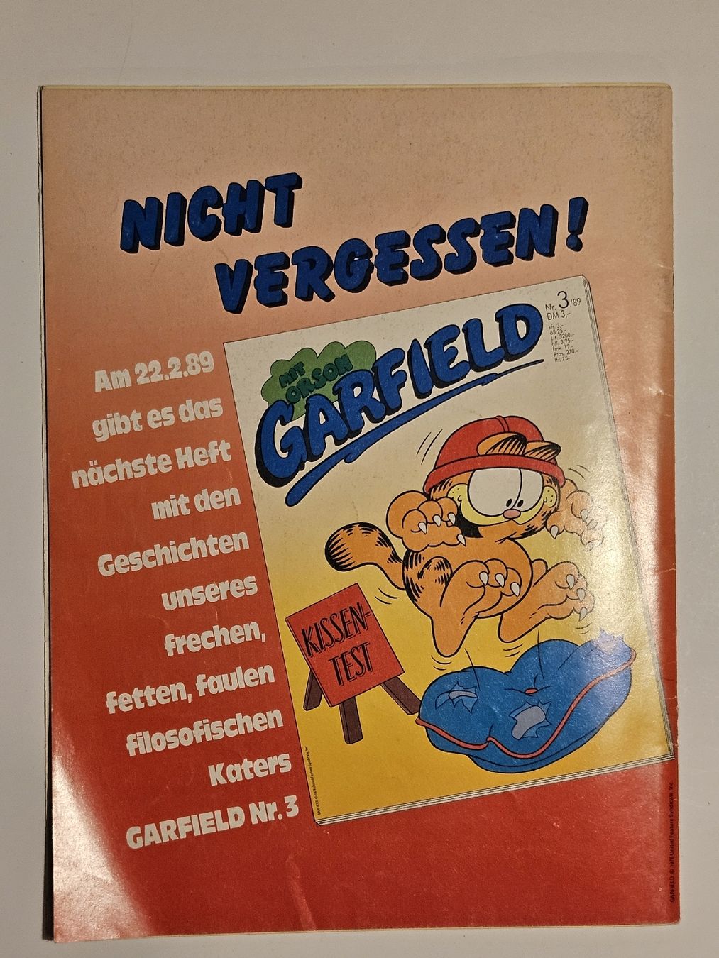 Fumetti: Garfield Comic Nr. 2/89 / #WT18 – Usato da Oberdorf BL venduto da BaldenEagle 3