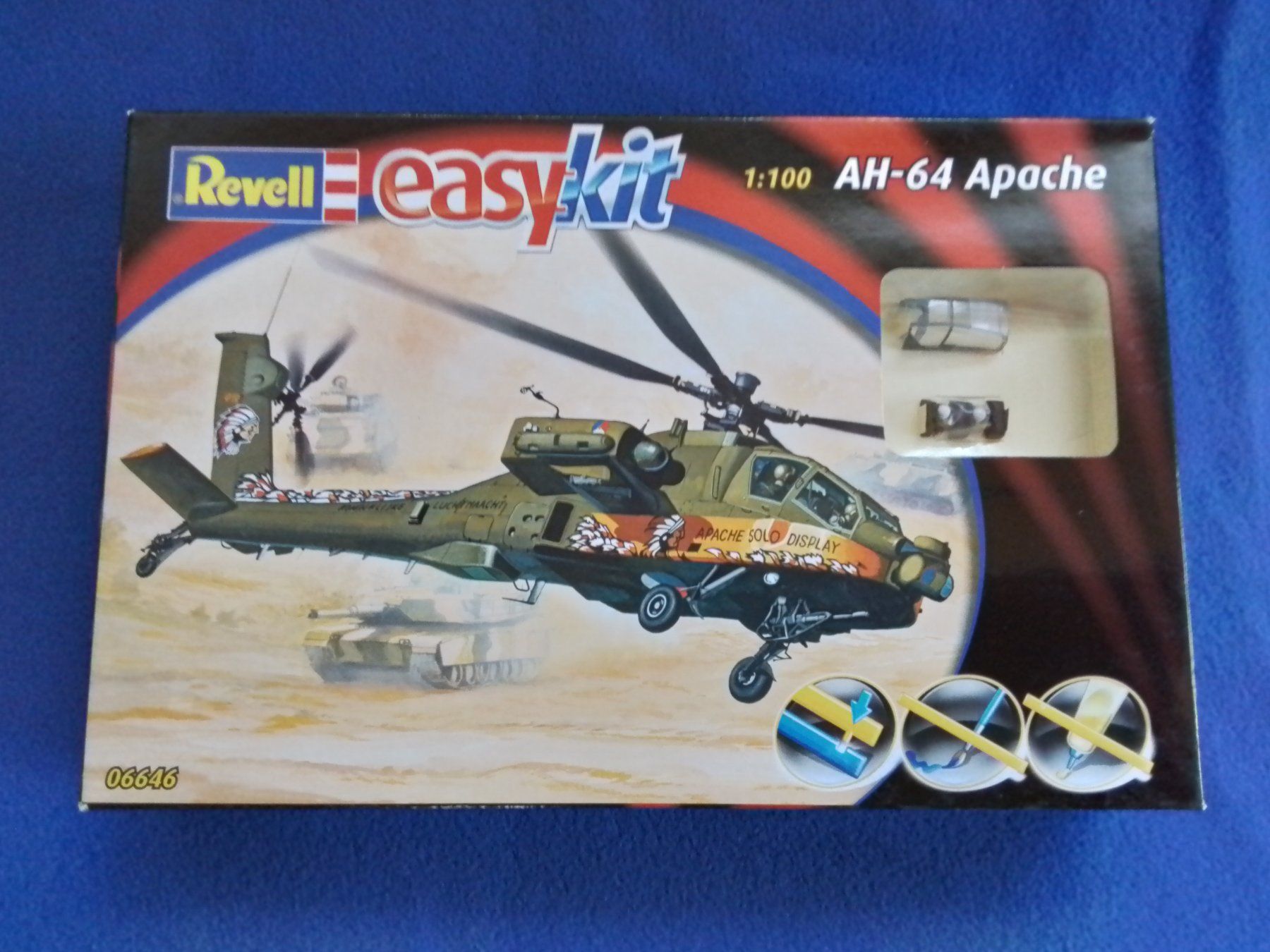Revell Modellbausätze & Standmodelle: Revell 06646 easykit AH-64 Apache Helikopter Bausatz 1:100 – Neu und originalverpackt aus Oberurnen von Zueger_Modellbahnen