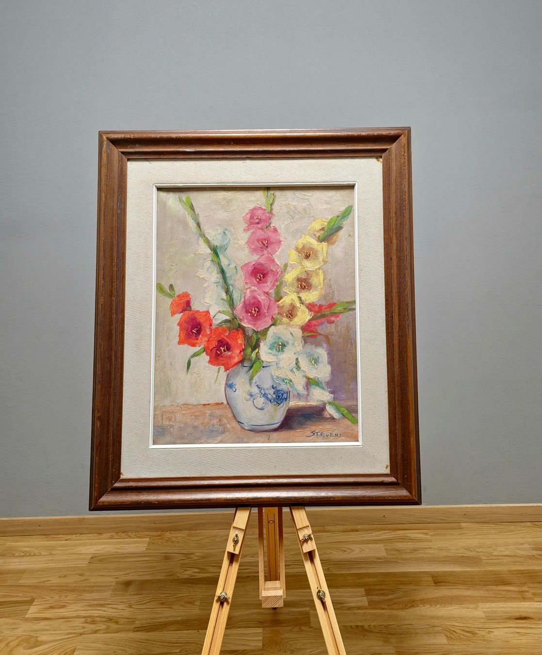 Gemälde: Blumenpracht: Ölgemälde von Stevens 1950 – Gebraucht aus Bern von Djenestra 1