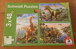 SCHMIDT *DINO - PUZZLE* 3 X 48T./19 X 27/VOLLST./VORLAGEN