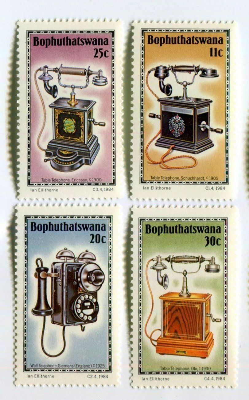 Tous les timbres: Briefmarken Antike Telefone. Bophuthatswana – Neuf avec emballage d'origine à Basel par Butsch5