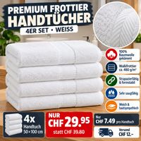 4x Handtücher 50x100 cm Weiss 100% Baumwolle