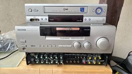 LG VHS Recorder und Kenwood Receiver mit Mikrofonmixer
