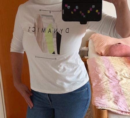 TAIFUN, Weisses 3/4-Arm Shirt 3/4 Arm mit Grafik - Gr. 38
