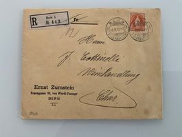 1912, Zunr.94A, Bern-Chur, Marke mit kleinem Eckfehler