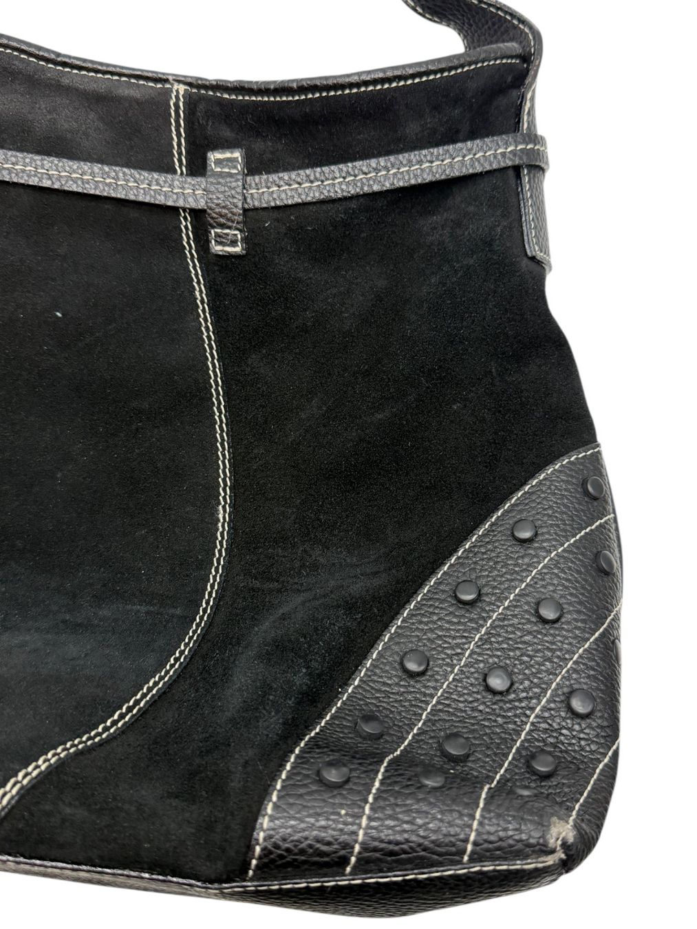 Borse da donna: Sac à main cabas en daim et cuir noir véritable – Usato da Morges venduto da magicle 4