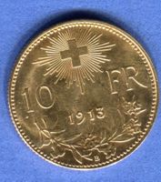 10 Fr. 1913 Vreneli Top Stgl Gold (RAR)