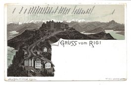 Gruss vom Rigi (LU/SZ) Alpen-Panorama  Schlumpf-Litho No 347