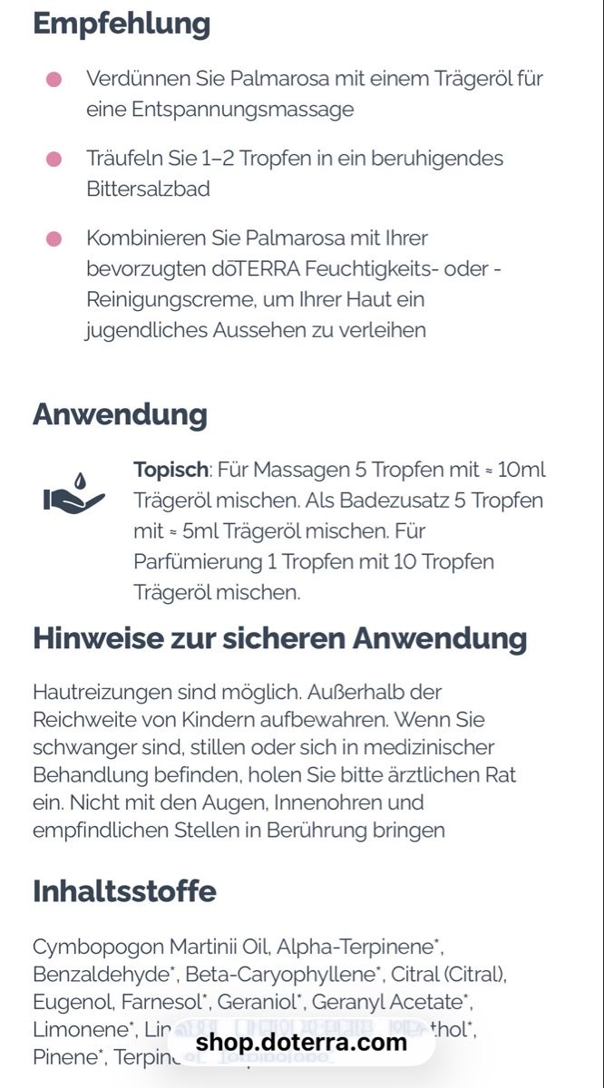 Doterra Ätherische Öle: dōTERRA Palmarosa 5ml ätherisches Öl neu – Neu und originalverpackt aus Häusernmoos im Emmental von Corodo 5