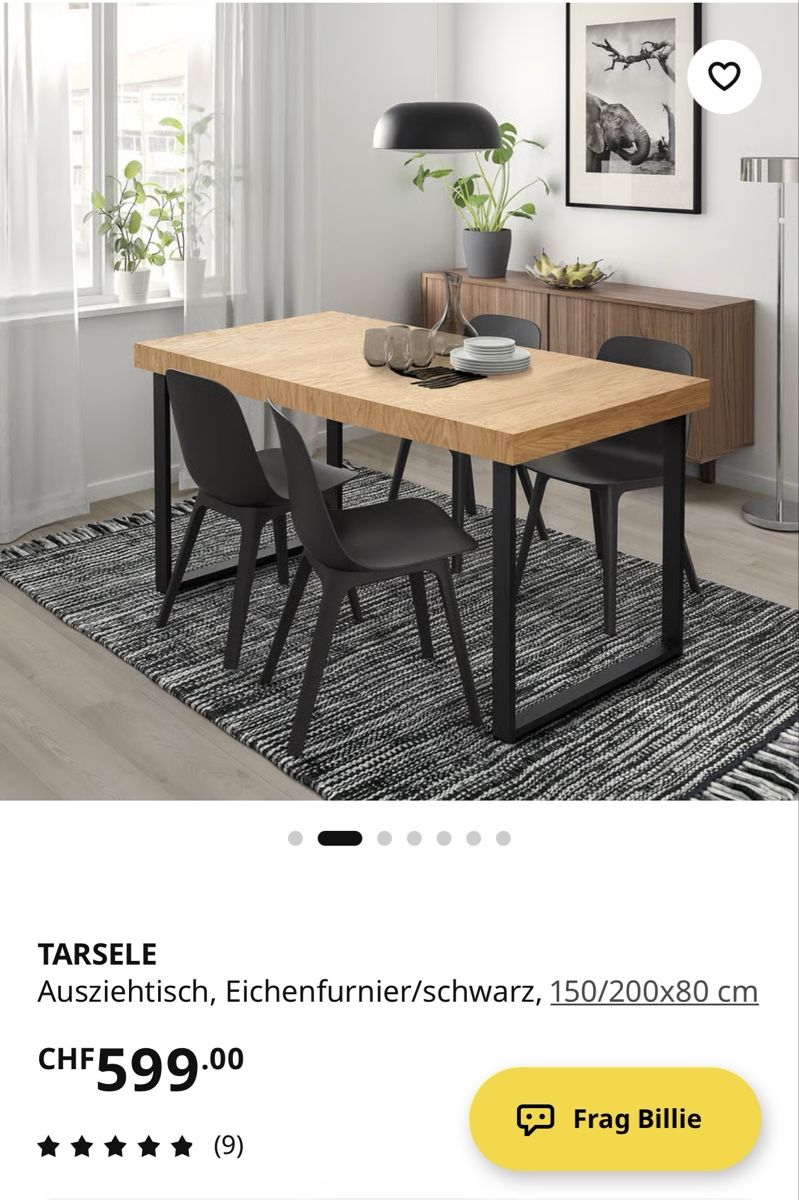 Ikea Tavoli: IKEA TARSELE Tisch – Eichenfurnier / Schwarz – Usato da Wetzikon ZH venduto da SAINtJHN 5