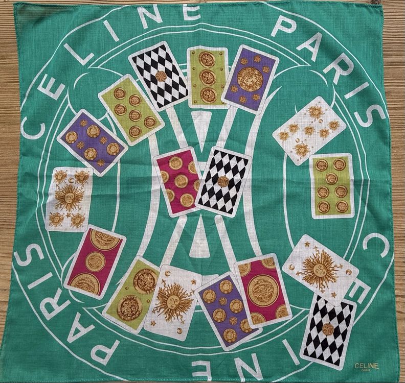Foulard Vintage Albert Paris - 100% Soie, Fait Main - Gris, Motifs Géométriques - Occasion TBE